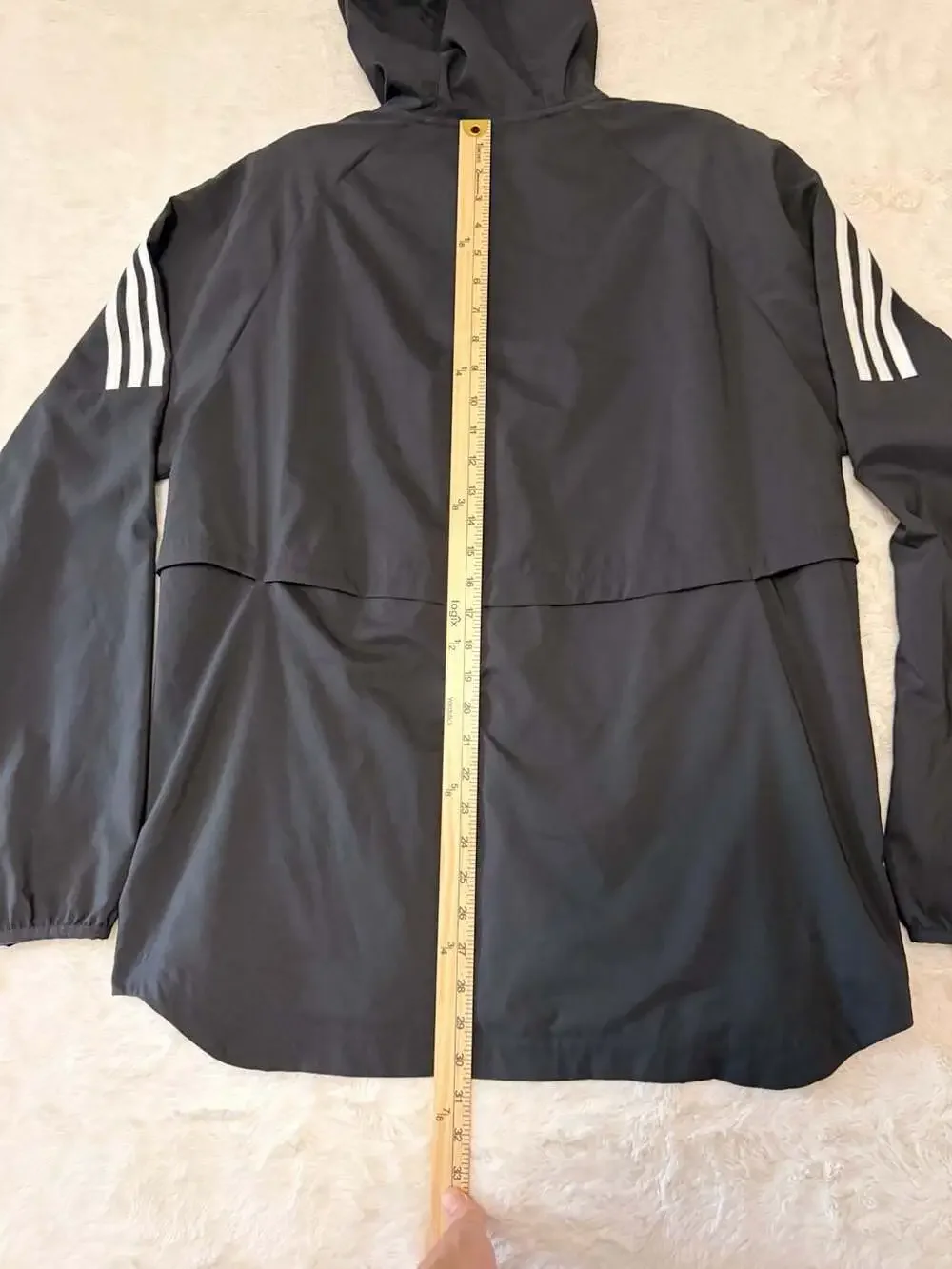 Adidas Hooded Windbreaker Size L Black White 3-Stripes Jacket DT4643